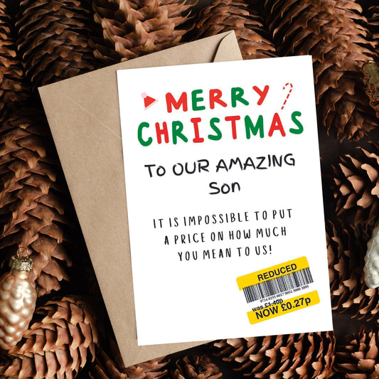 Christmas Card For 'Our' Son - Reduced Sticker