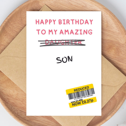 Funny Birthday Card For 'My' Son - Reduced Sticker