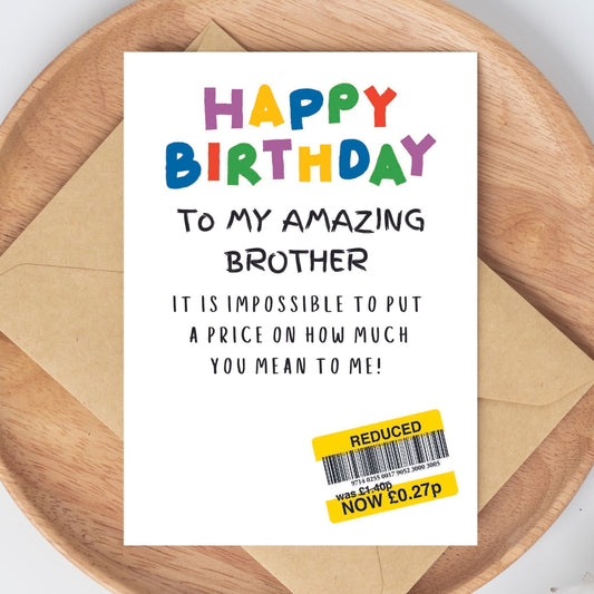 Funny Birthday Card For Brother - Reduced Sticker