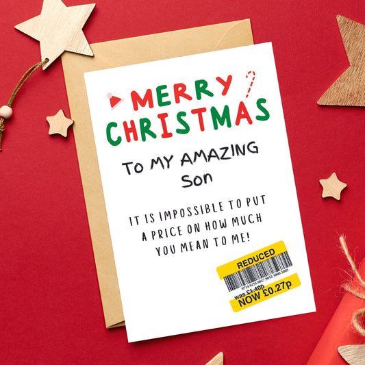 Christmas Card For 'My' Son - Reduced Sticker