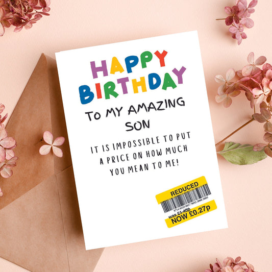 Funny Birthday Card For 'My' Son - Reduced Sticker