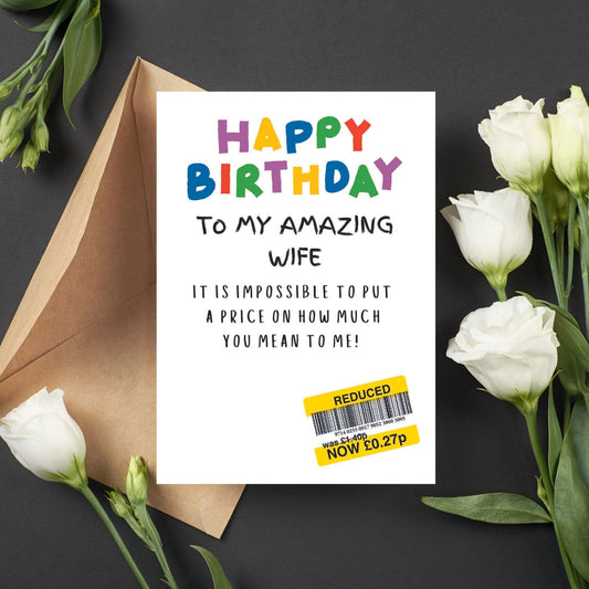 Funny Birthday Card For Wife - Reduced Sticker