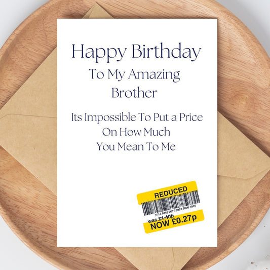 Funny Birthday Card For Brother - Reduced Sticker