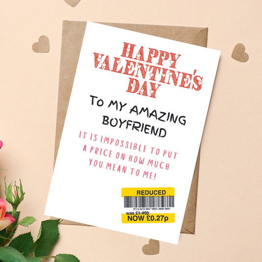 Funny Valentines Card For Boyfriend - Reduced Sticker