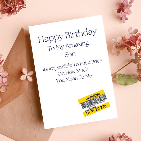Funny Birthday Card For 'My' Son - Reduced Sticker