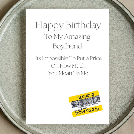 Funny Birthday Card For Boyfriend - Reduced Sticker