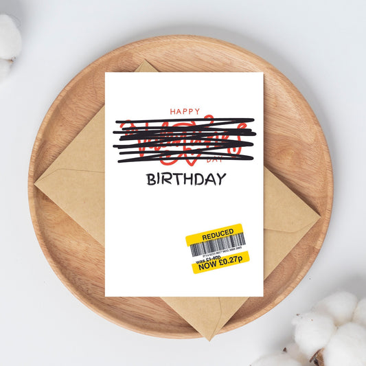 Funny Birthday Card - Reduced Sticker Card - Valentines
