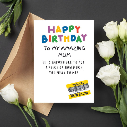 Funny Birthday Card For Mum - Reduced Sticker