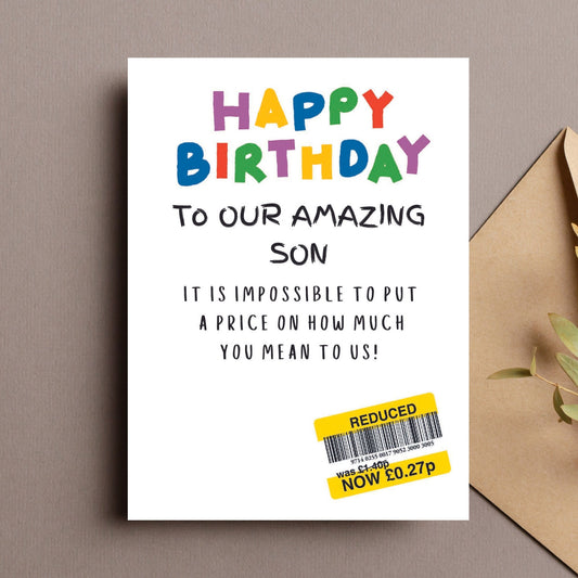 Funny Birthday Card For 'Our' Son - Reduced Sticker