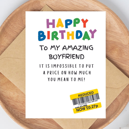 Funny Birthday Card For Boyfriend - Reduced Sticker