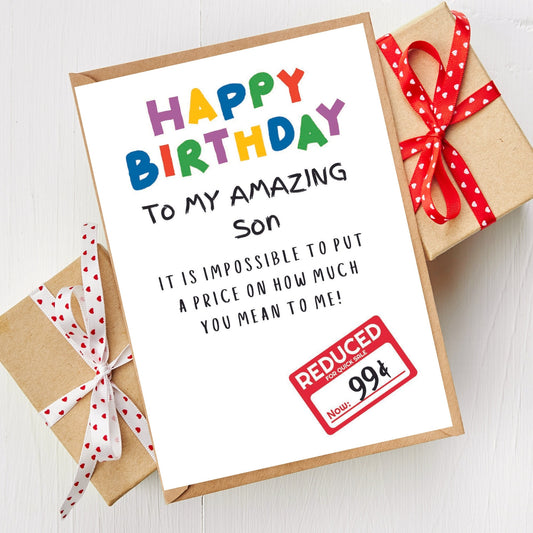 Funny Birthday Card For 'MY' Son - Dollar Reduced Sticker.