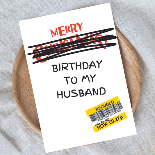 Funny 'Merry Birthday' Card For Husband - Reduced Sticker