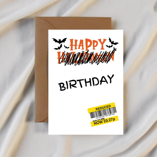 Funny Birthday Card - Reduced Sticker - Halloween