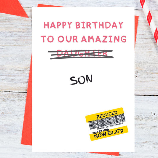 Funny Birthday Card For 'Our' Son - Reduced Sticker