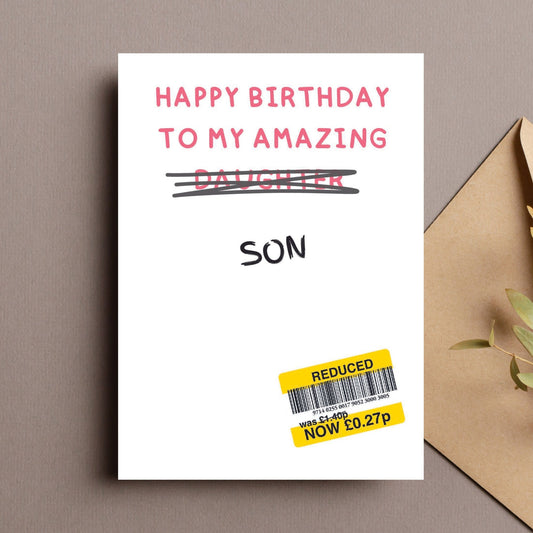 Funny Birthday Card For 'My' Son - Reduced Sticker