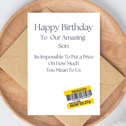 Funny Birthday Card For 'Our' Son - Reduced Sticker