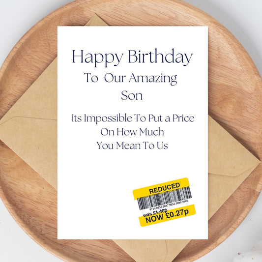Funny Birthday Card For 'Our' Son - Reduced Sticker
