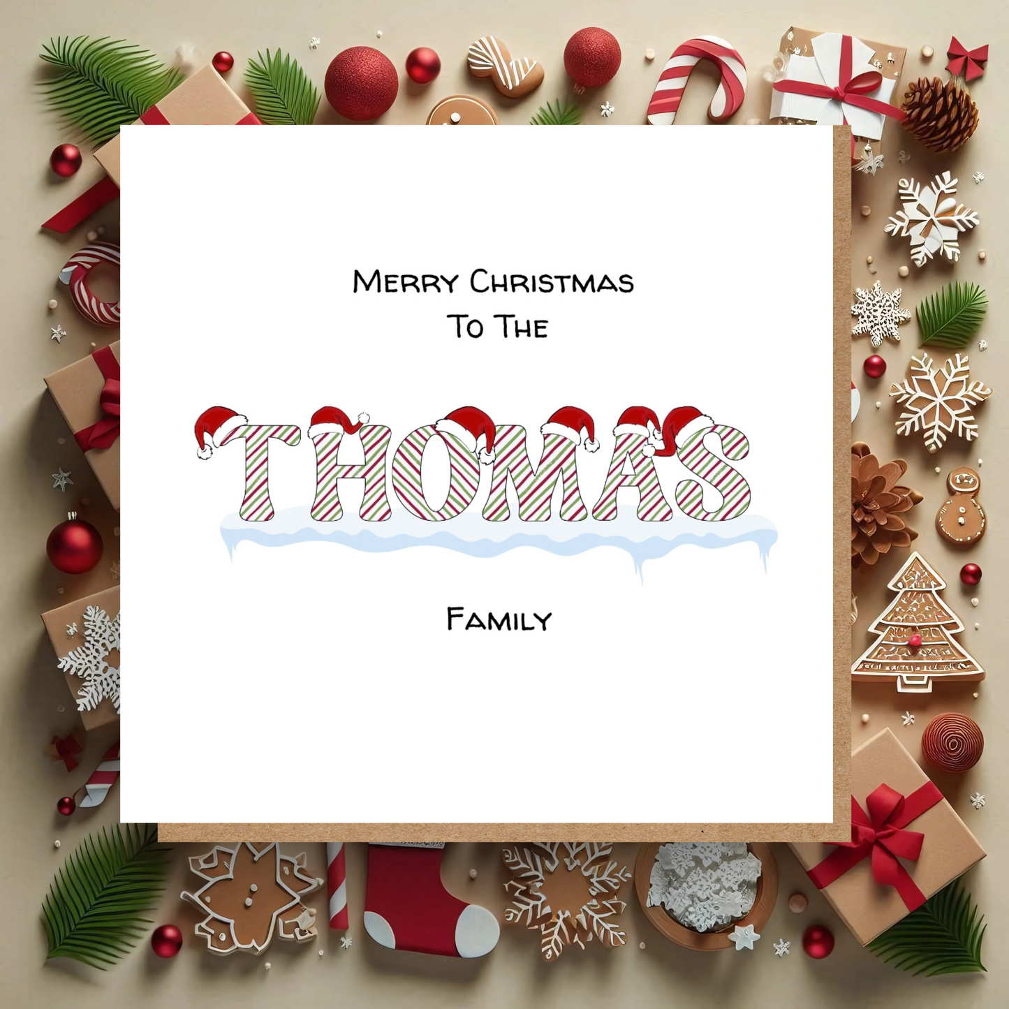 Personalised Christmas Card - Family Name