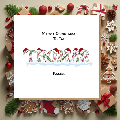 Personalised Christmas Card - Family Name