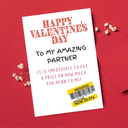 Funny Valentines Card For Partner - Reduced Sticker