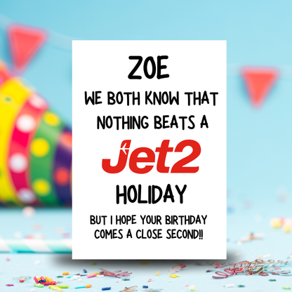 Funny Birthday Card, Jet2 Card, Customised Birthday Card