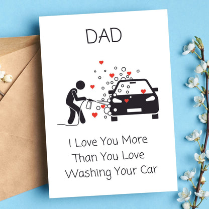 Funny Fathers Day Card - Washing Car