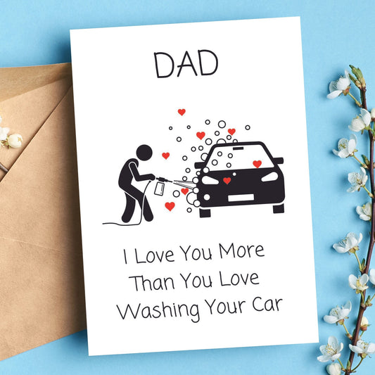 Funny Fathers Day Card - Washing Car