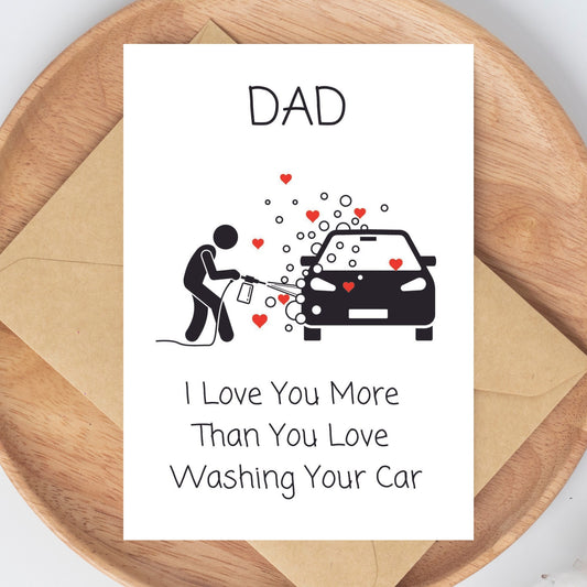 Funny Fathers Day Card - Washing Car
