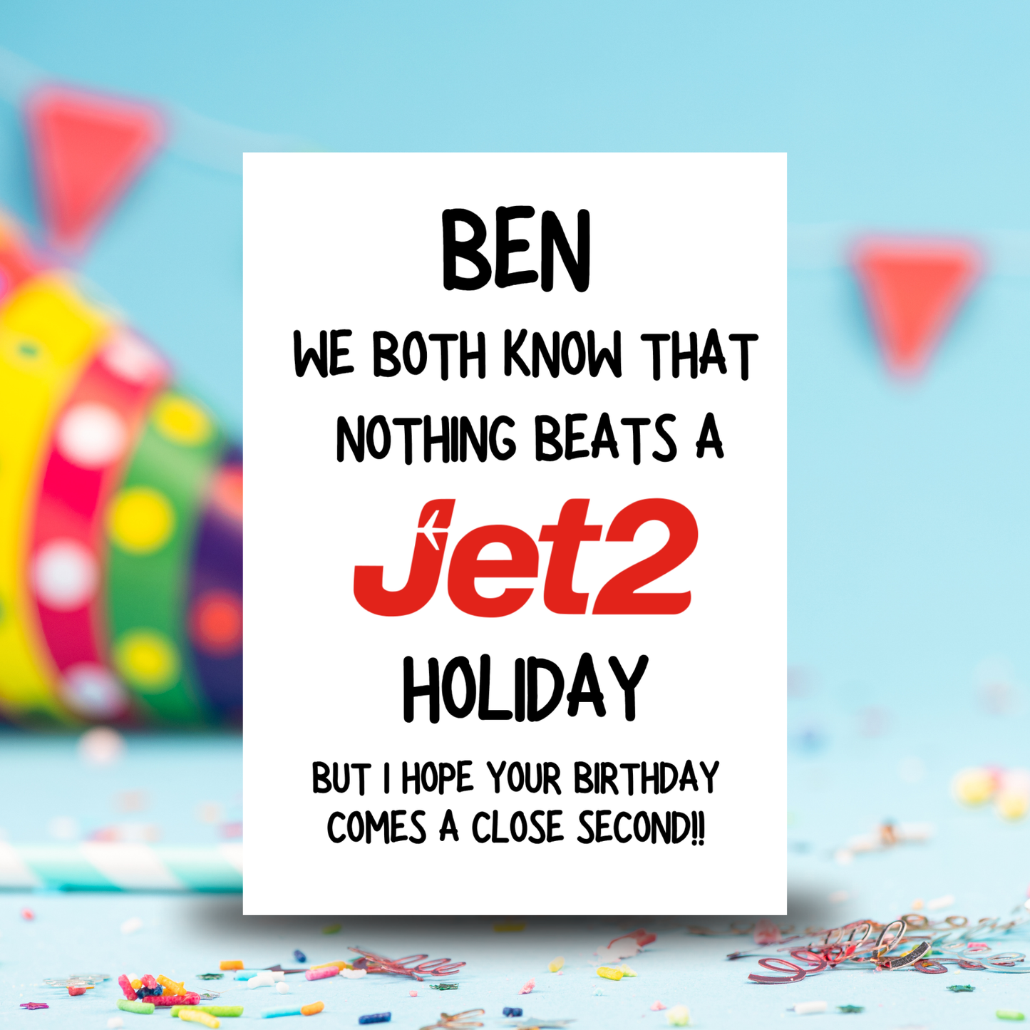 Funny Birthday Card, Jet2 Card, Customised Birthday Card
