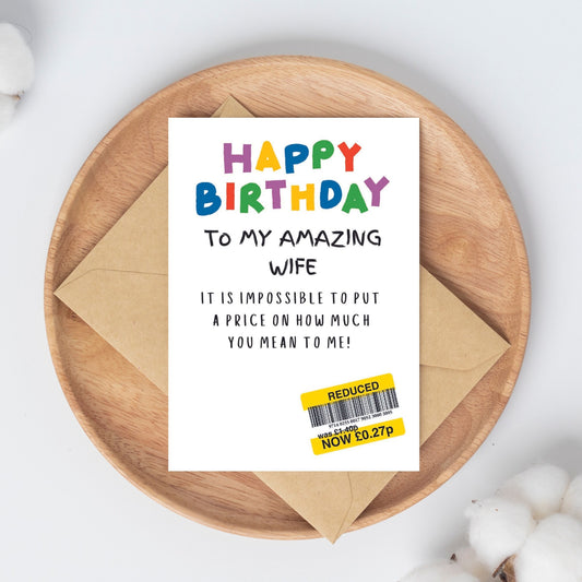 Funny Birthday Card For Wife - Reduced Sticker