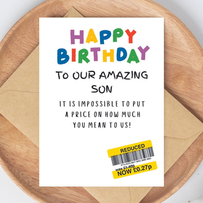 Funny Birthday Card For 'Our' Son - Reduced Sticker