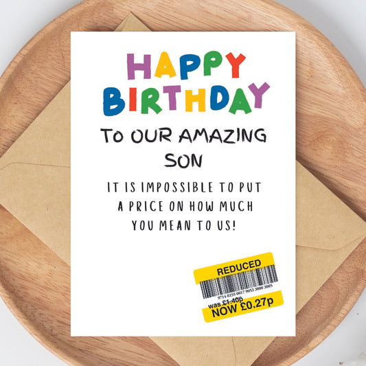 Funny Birthday Card For 'Our' Son - Reduced Sticker