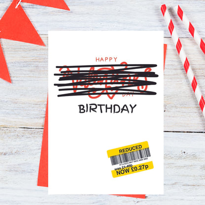 Funny Birthday Card - Reduced Sticker Card - Valentines