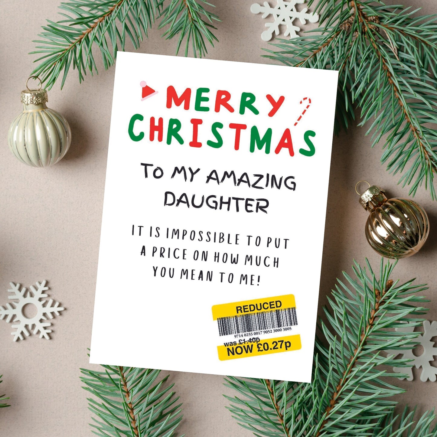 Christmas Card For 'My' Daughter - Reduced Sticker