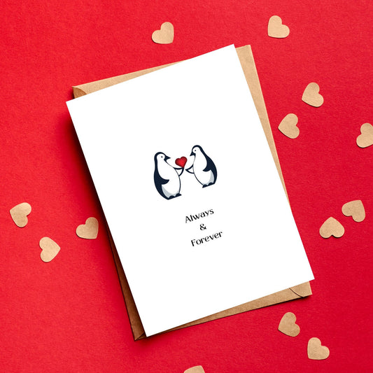 Cute Anniversary/Valentines Card - Penguins - Always And Forever