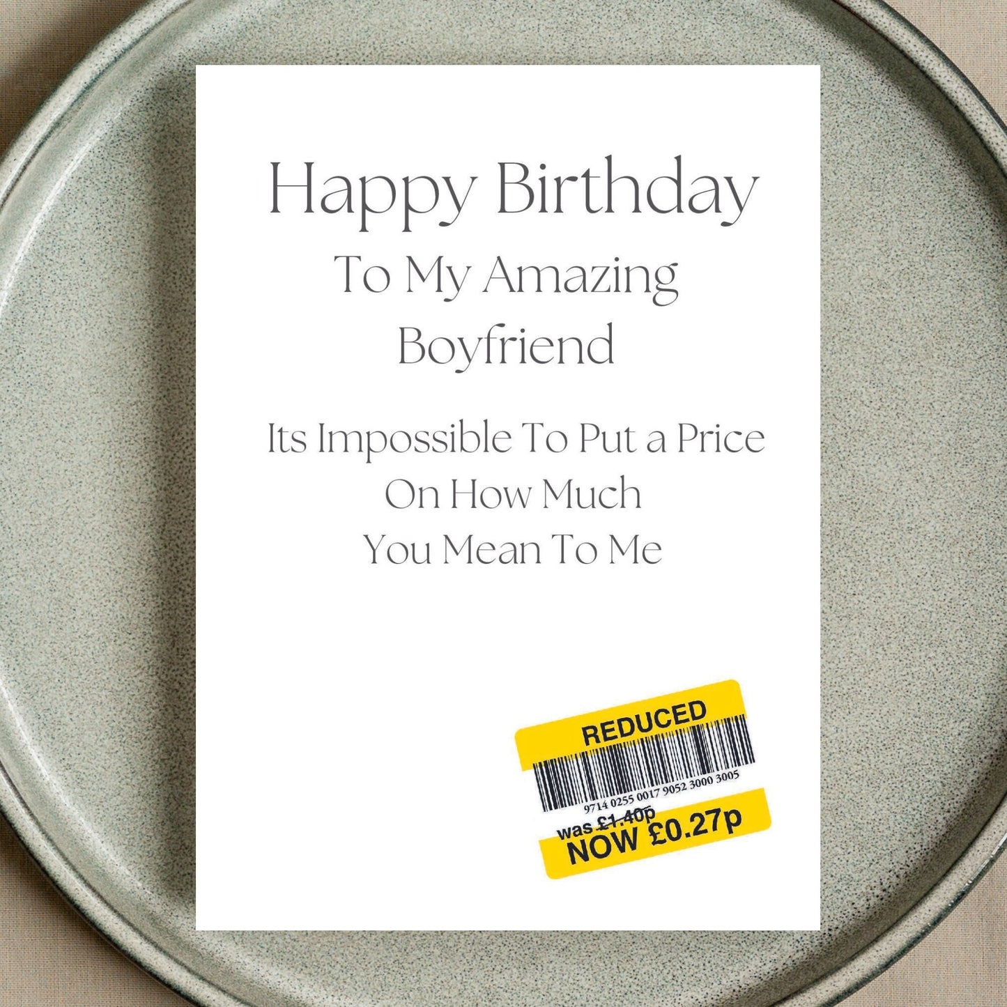 Funny Birthday Card For Boyfriend - Reduced Sticker