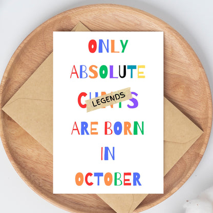 Funny October Birthday Card