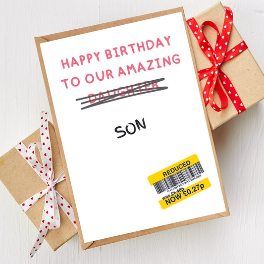 Funny Birthday Card For 'Our' Son - Reduced Sticker