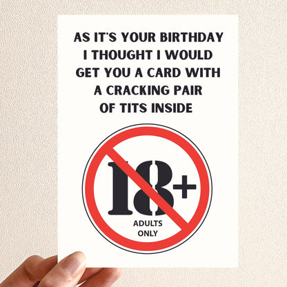 Funny Birthday Card - "Tits Inside"