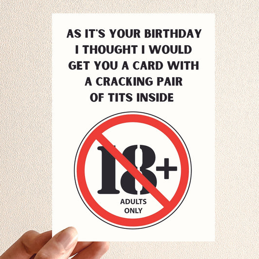 Funny Birthday Card - "Tits Inside"