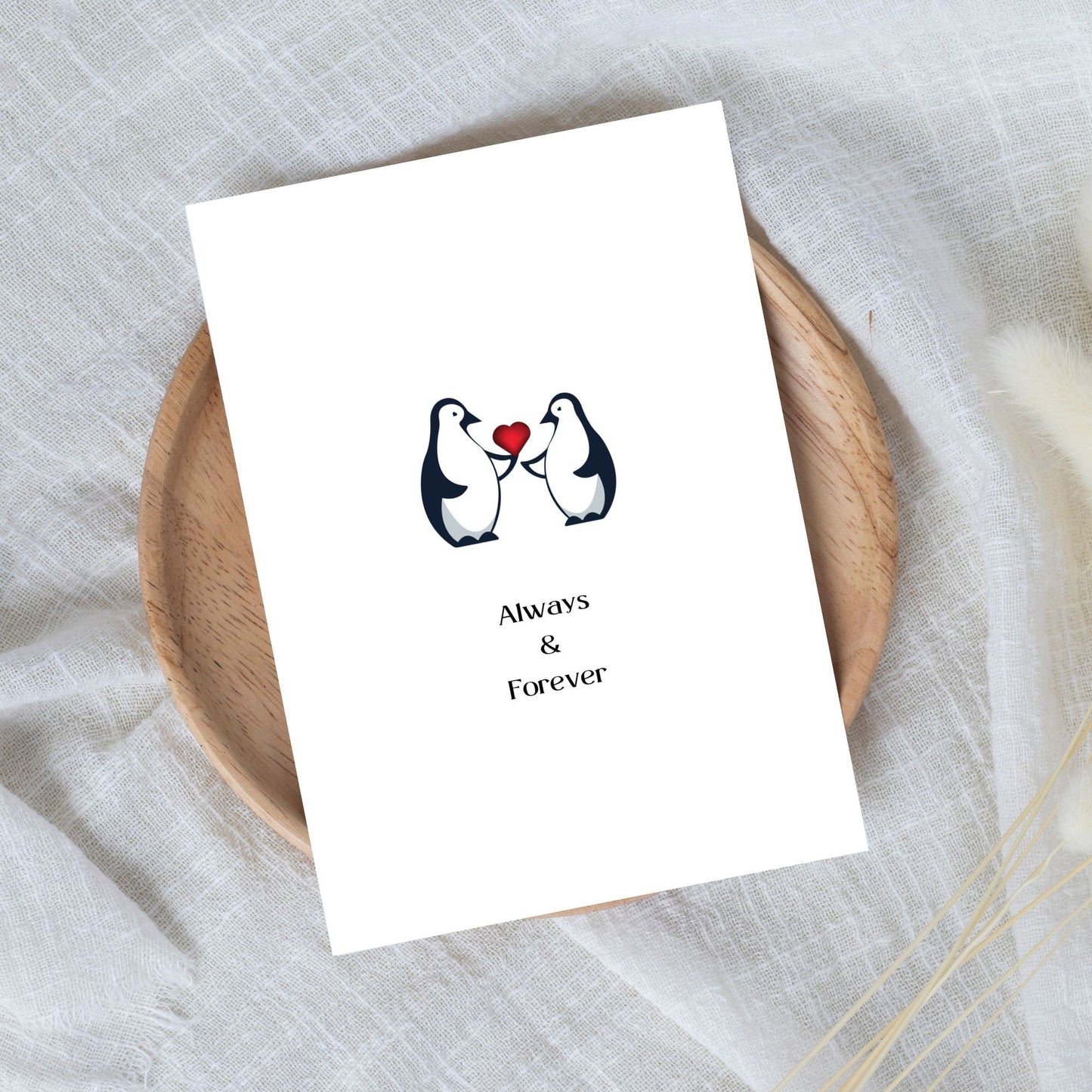 Cute Anniversary/Valentines Card - Penguins - Always And Forever