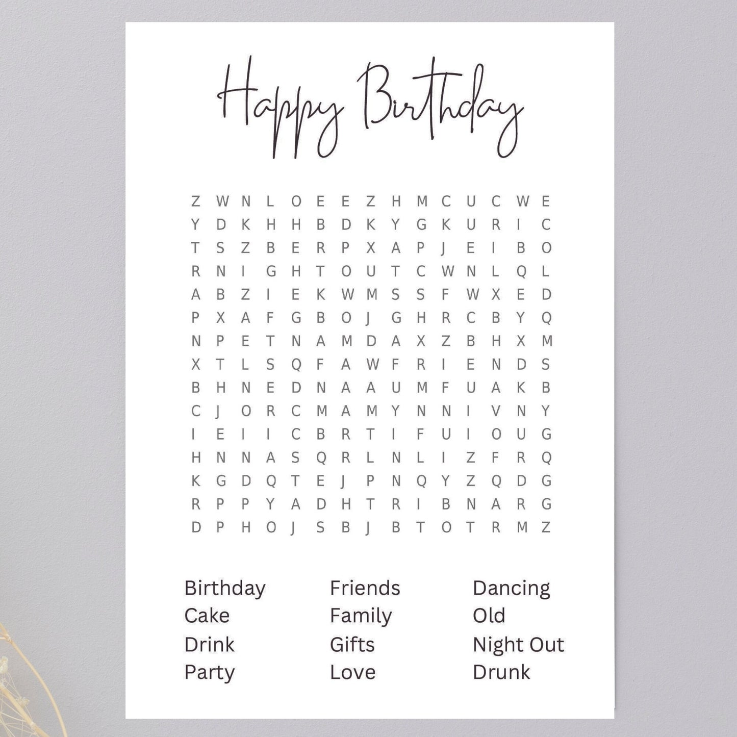 Personalised Word Search Card
