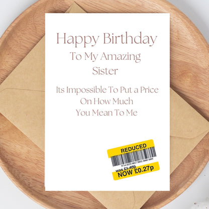 Funny Birthday Card For Sister.