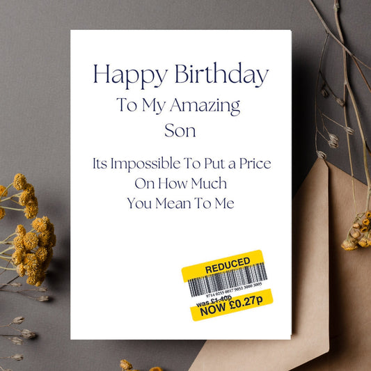 Funny Birthday Card For 'My' Son - Reduced Sticker