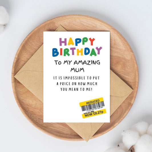 Funny Birthday Card For Mum - Reduced Sticker