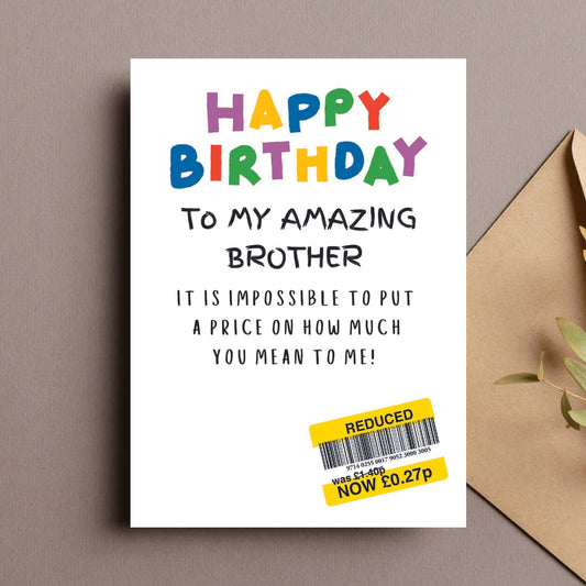 Funny Birthday Card For Brother - Reduced Sticker
