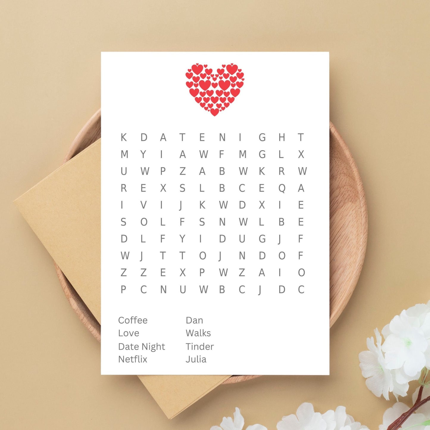 Personalised Word Search Card
