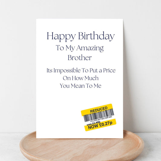 Funny Birthday Card For Brother - Reduced Sticker