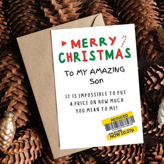 Christmas Card For 'My' Son - Reduced Sticker