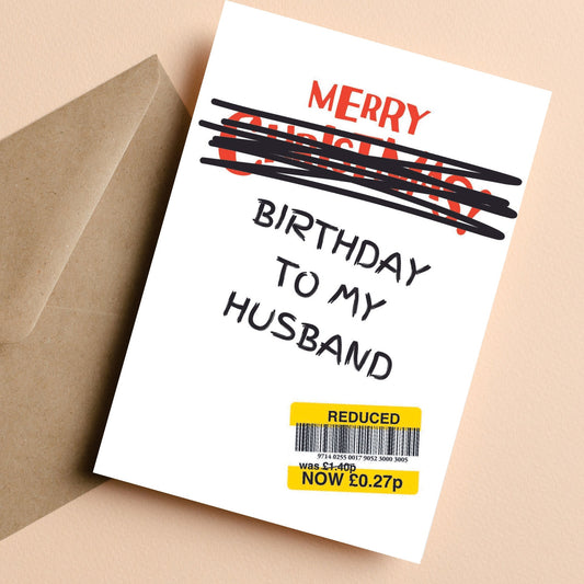 Funny 'Merry Birthday' Card For Husband - Reduced Sticker